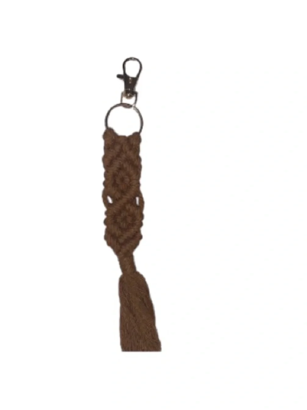 Hand Crafted Macrame Keychain- Boho Earthy Brown